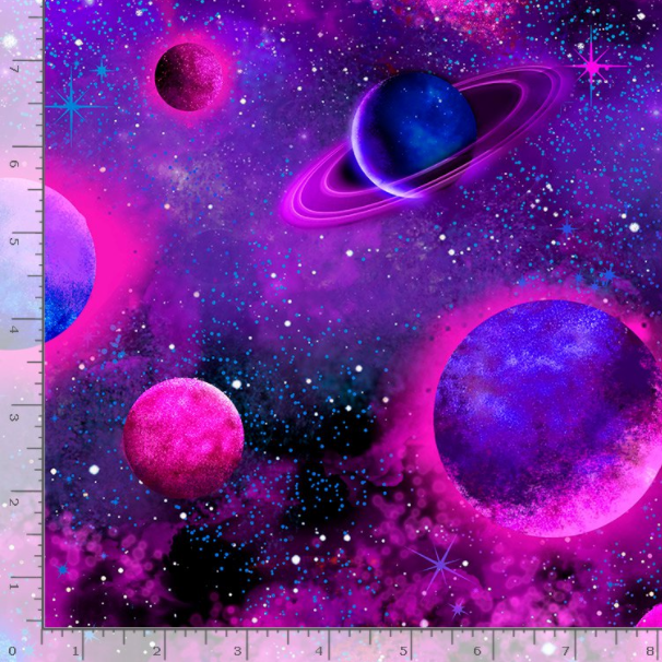 Timeless Treasures - Cosmic - Pink Purple Planets