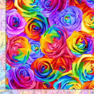 Rainbow Rose - Packed Rainbow Roses Fabric