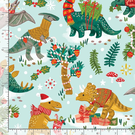 Cozy Holidays - Holiday Dinos Fabric