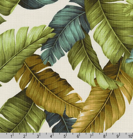 Island Paradise Barkcloth Leaves Green