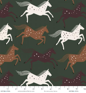 Wild Horses - Green Fields Canvas Fabric