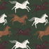 Wild Horses - Green Fields Canvas Fabric