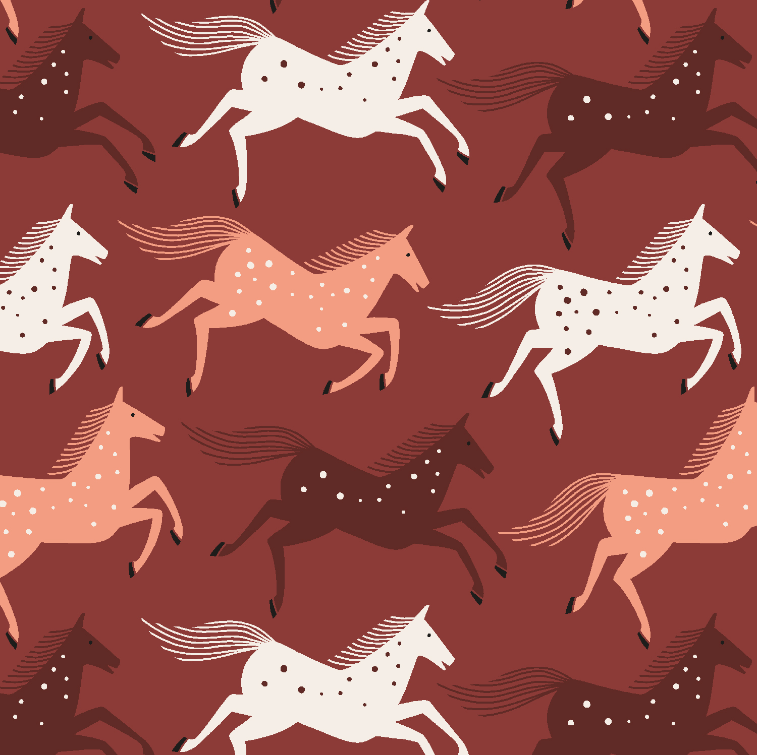 Wild Horses - Warm Sienna Canvas Fabric