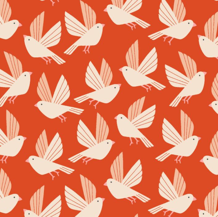 Free As A Bird - Blazing Orange Canvas Fabric