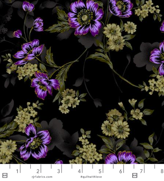 Midnight Garden - Large Floral Violet by RJR