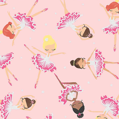 Tossed Ballerinas In Pink Tutus Fabric