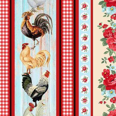 Farm Fresh - Chicken And Roses 11" Stripe