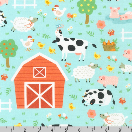 Cuddly Countryside - Farm Animals on Blue