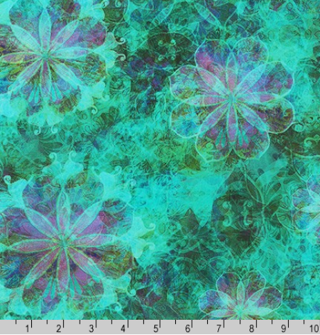 Venice - Florals Turquoise Yardage