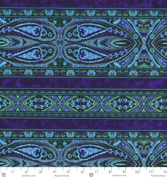 Casablanca Border Blue fabric - RJR