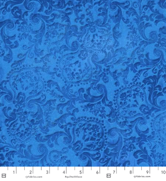 Maison - Embossed Scroll Blue by Jinny Beyer