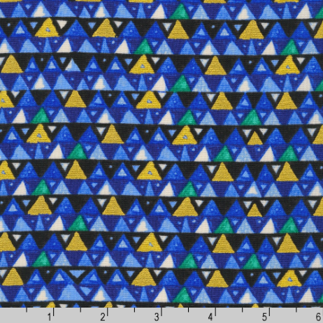 Gustav Klimt - Triangles Sapphire Gold Fabric