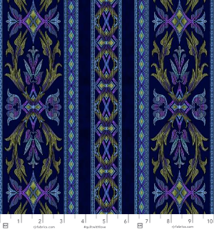 Floral Fantasy - Border Cobalt by Jinny Beyer