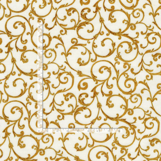 Holiday Blenders Gold Metallic Scrolls Beige