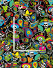 Packed Day of the Dead Skeletons Fabric