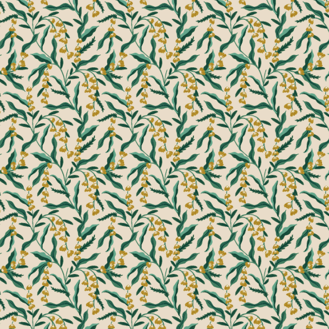 Vintage Garden - Lily Cream Metallic Fabric