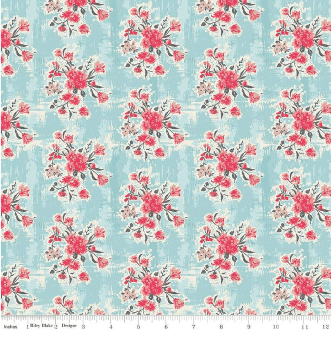 Abbie - Floral Aqua Yardage