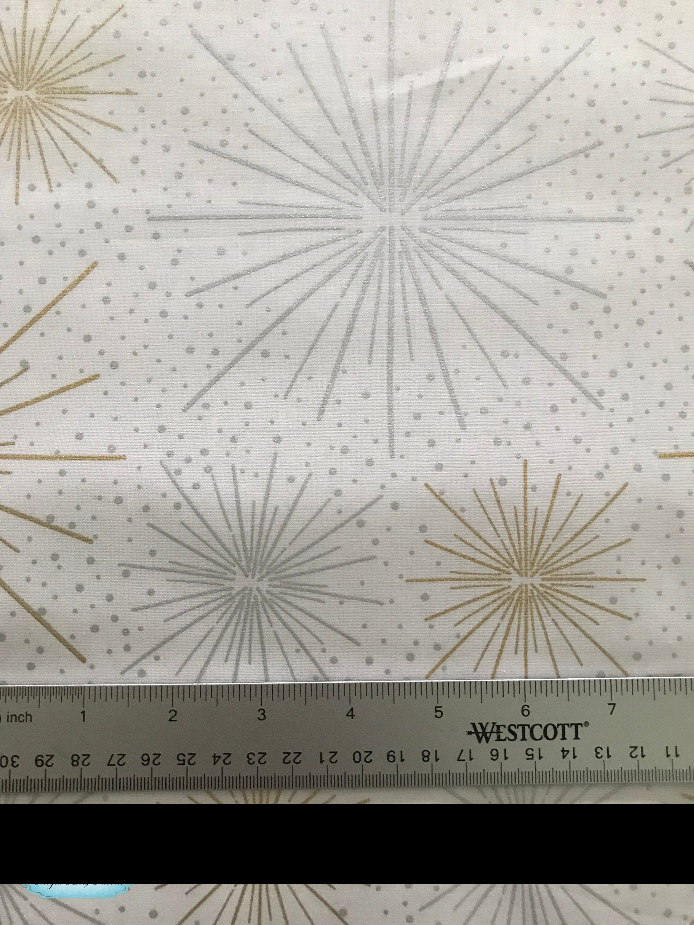 Sparkle and Fade - White/Metallic - with Silver & Gold Metallic Accent Yardage