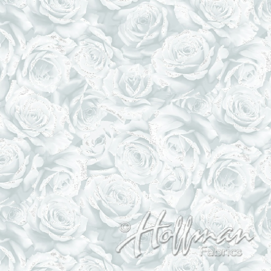 Cardinal Carols Roses Frost/Silver by Hoffman Fabrics | Christmas