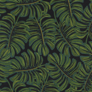 Rayon Lawn Fabric - Cotton + Steel - Menagerie - Monstera Midnight AB8038-016