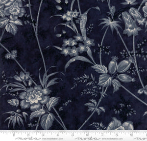 Holly Woods - Midnight - Floral Toile Dark Blue