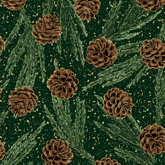 Meet Magnolia Pine/Gold Metallic by Hoffman Fabrics | Christmas Fabric