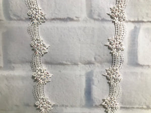 White Lace Trim with Multicolor Embellishments | Bridal Laces Trims