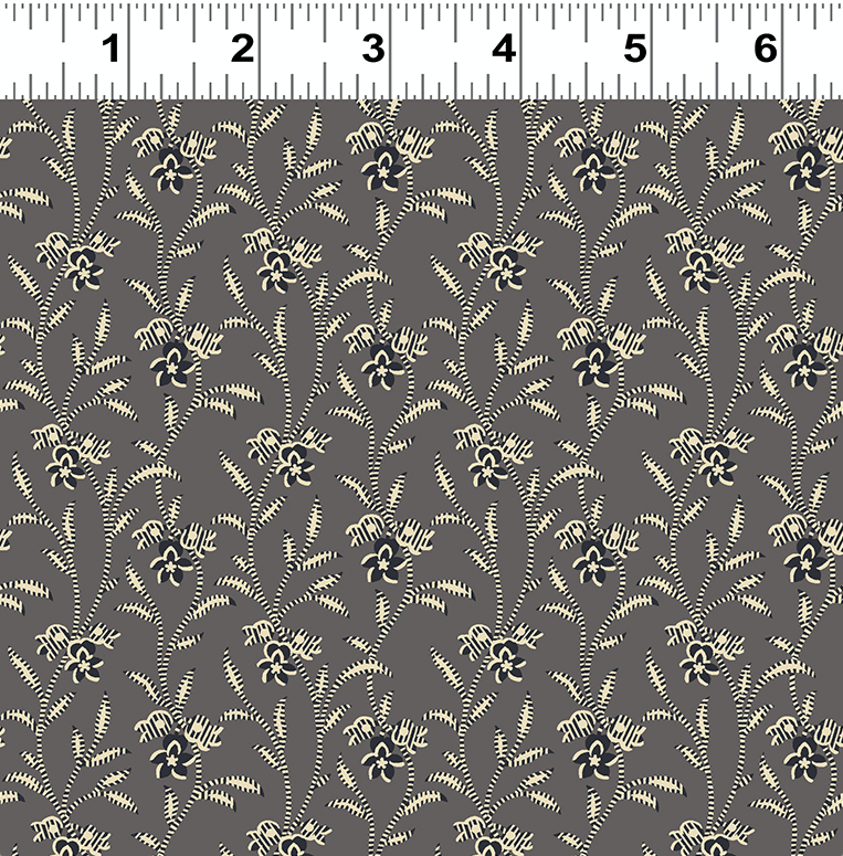 Around The Roses Floral Dark Gray by Clothworks | Royal Motif Fabrics