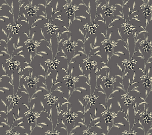 Around The Roses Floral Dark Gray by Clothworks | Royal Motif Fabrics