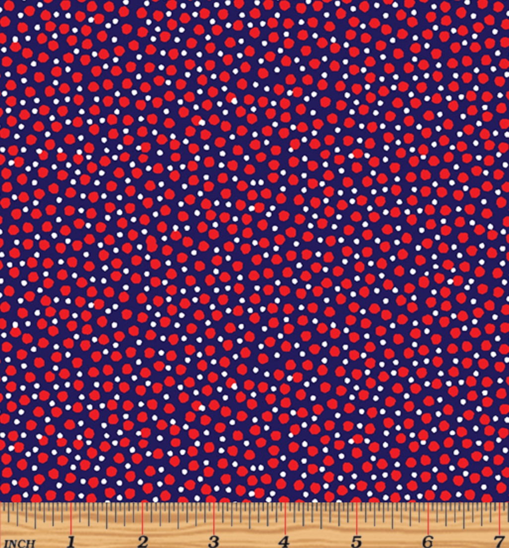 Love American Style - Ditsy Dots Navy/Red Yardage