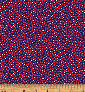 Love American Style - Ditsy Dots Navy/Red Yardage