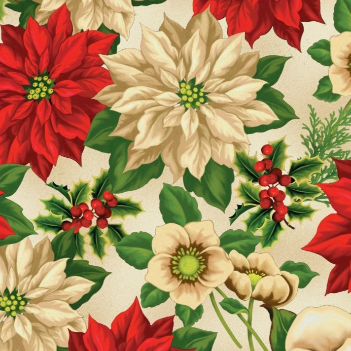 Holiday Lane - Large Floral Tan by Wilmington