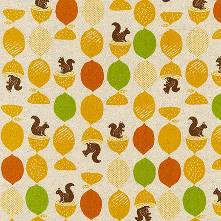 Sevenberry Cotton Flax Prints Squirrels Natural