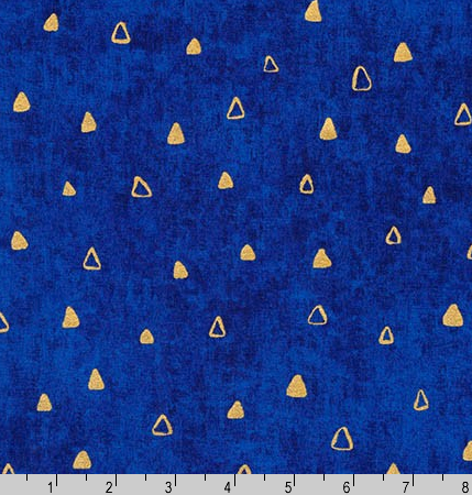 Gustav Klimt Gold Metallic Triangles on Blue