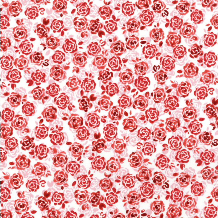 Sugar Berry Playful Posies Radiant Cherry Metallic Fabric by RJR 