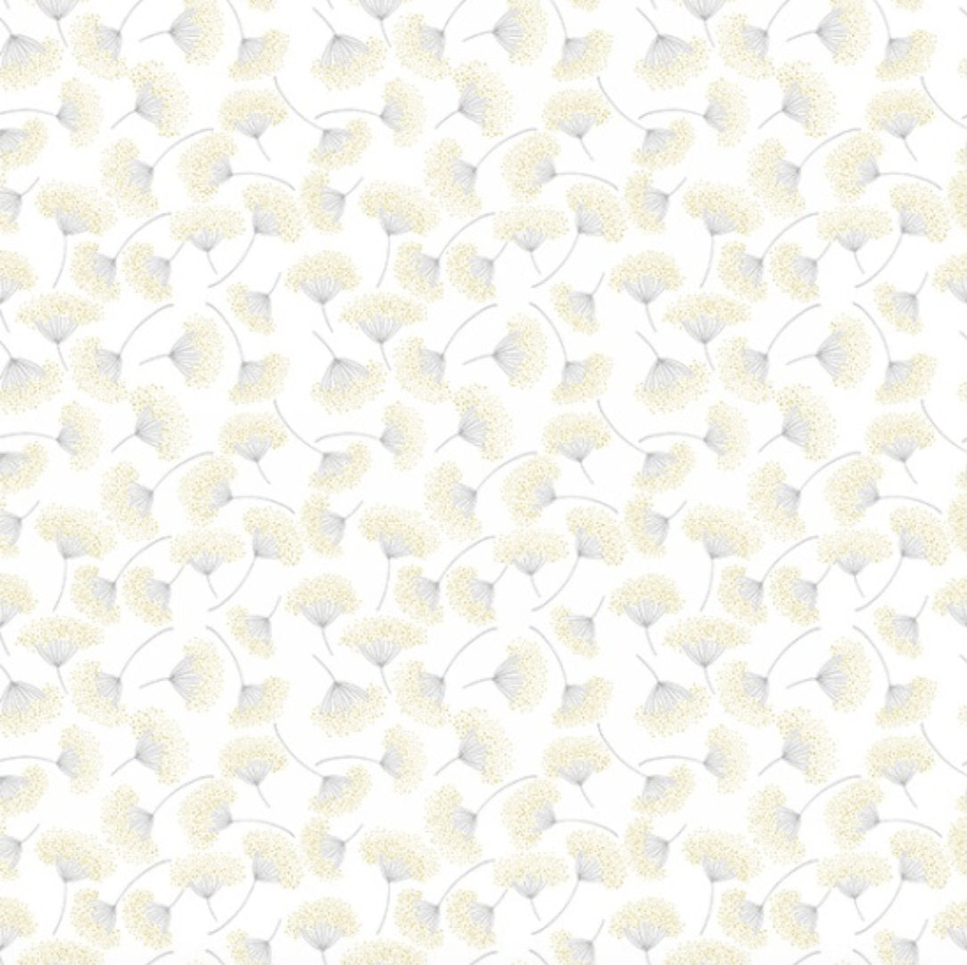 Sparkle and Fade - White/Metallic - with Silver & Gold Metallic Accent Yardage