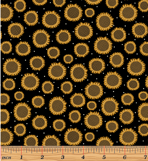 Rustic Fall - Rustic Sunflower Black 1838-12 by Benartex 