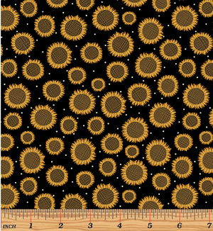 Rustic Fall - Rustic Sunflower Black 1838-12 by Benartex 