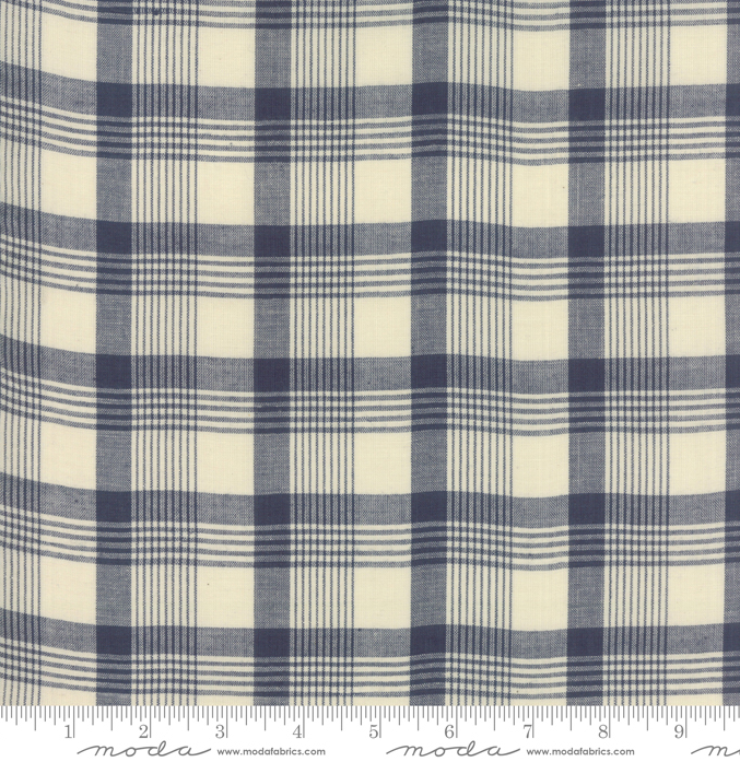 Vive La France Wovens Indigo Windowpane Plaid by Moda Fabrics 12559 29