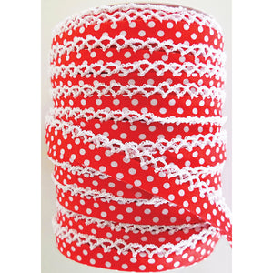 Crotchet Edge Double Fold Bias Dots Red Tape 71486 46 | Fancy Trims