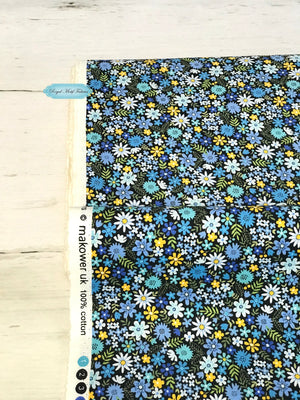 Fat Quarter - Bloom - Spring - Packed Flowers Blue