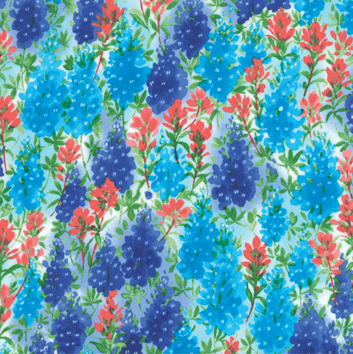 Fields of Blue - Wildflowers on Ivory Yardage