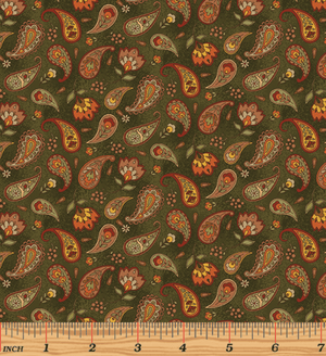 Pumpkin Patch - Country Paisley Green Yardage