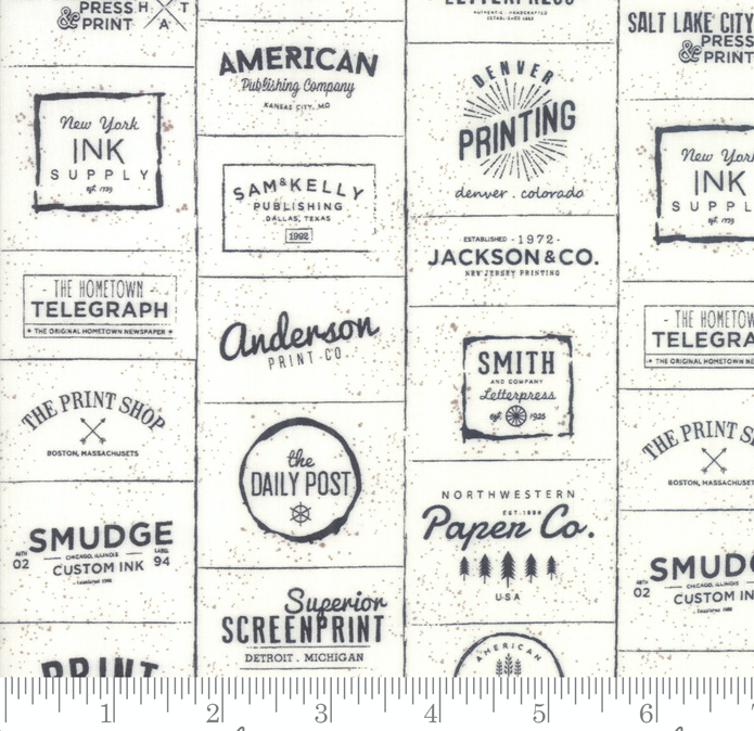 The Print Shop Modern Logos Cream Black by Sweetwater Moda Fabrics