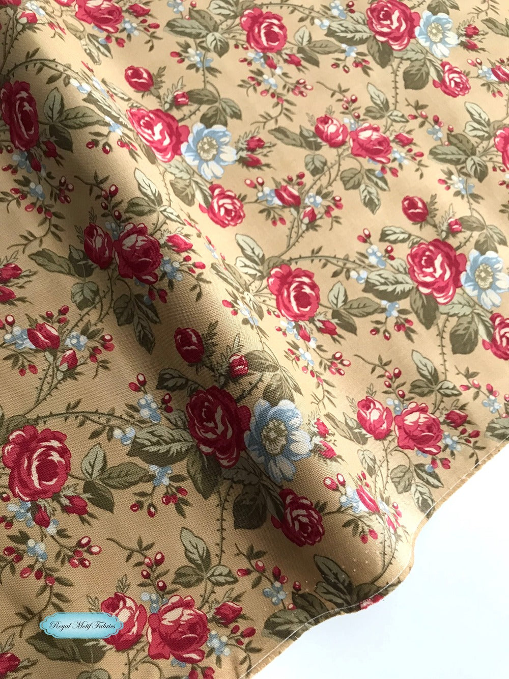 Rosewood - Floral Bouquet Tan Yardage