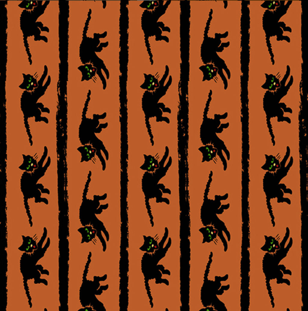 Haunting - Snarling Cat Orange Yardage