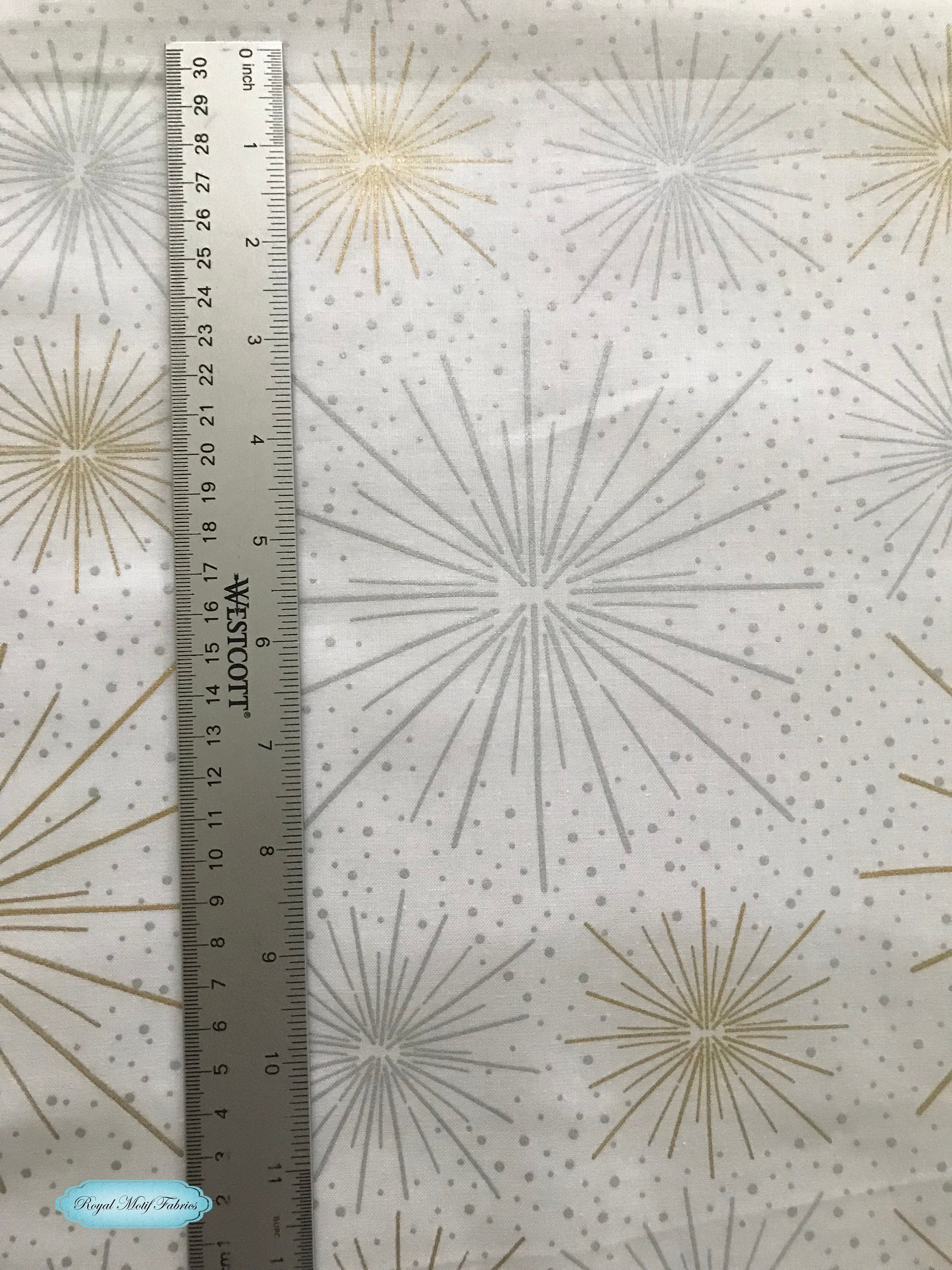 Sparkle and Fade - White/Metallic - with Silver & Gold Metallic Accent Yardage