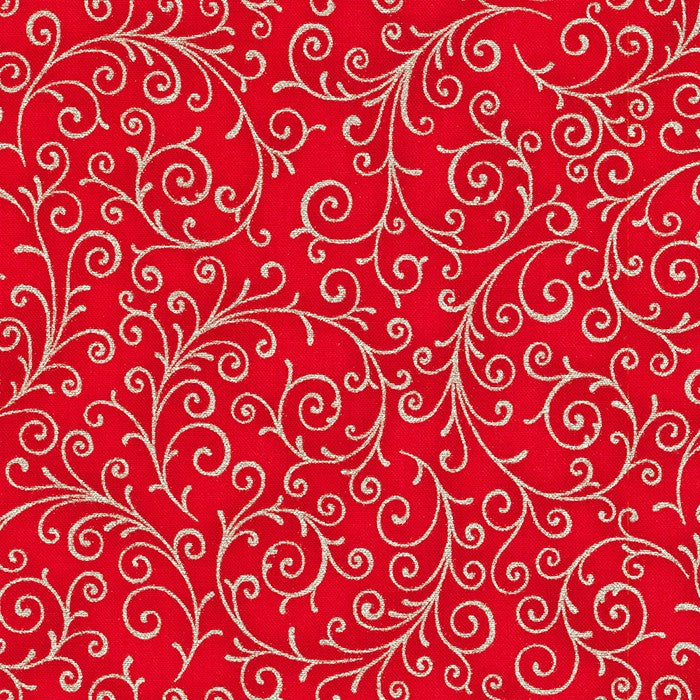 Holiday Flourish 15 - Swirls Scarlet Silver