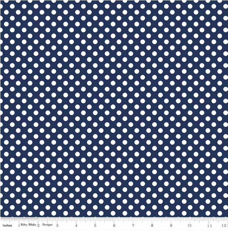 Riley Blake - Small White Dots on Navy Fabric C350-21 NAVY 