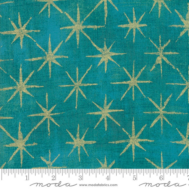 Grunge Seeing Stars Metallic - Ocean by Moda Fabrics 30148 41M